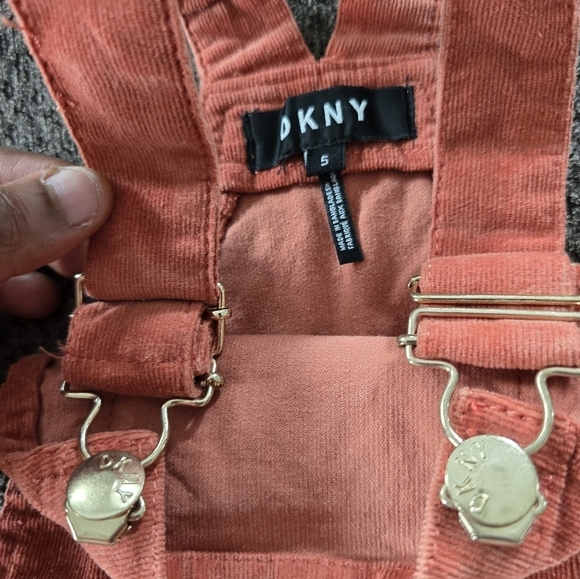 Dkny Girls Overalls Corduroy Sz S Pockets Party Logo Pink School Party - Picture 9 of 12